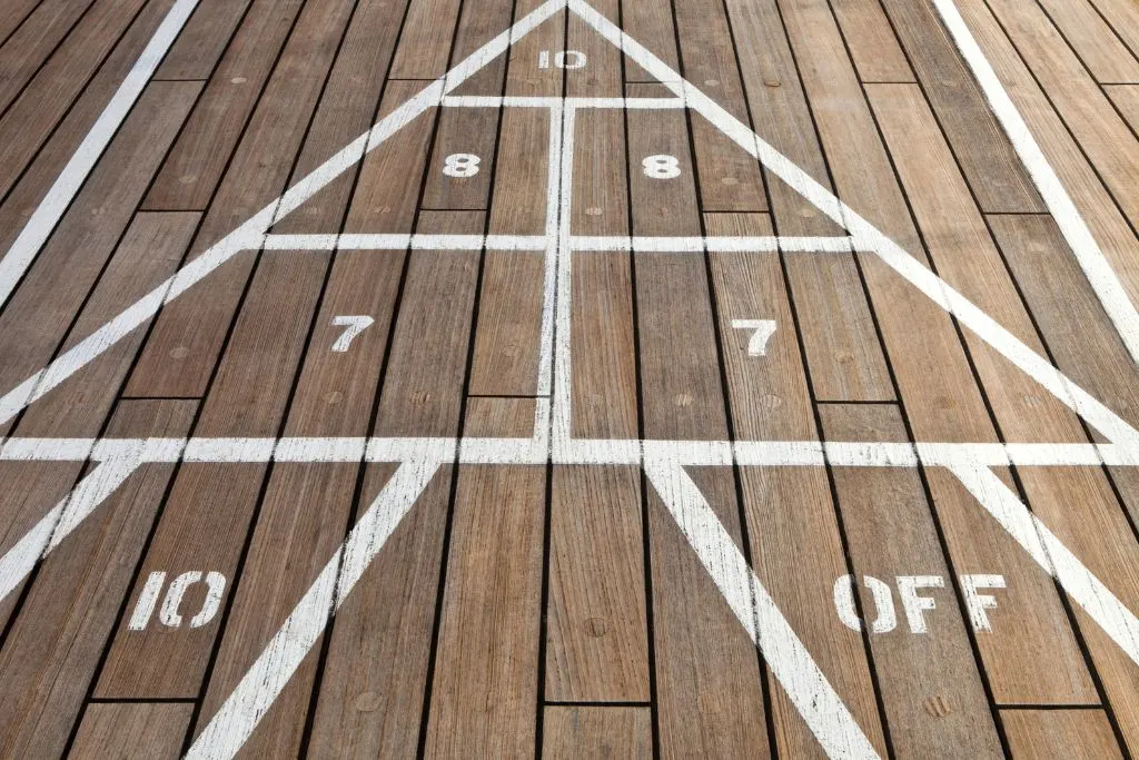 Wooden shuffleboard court. 