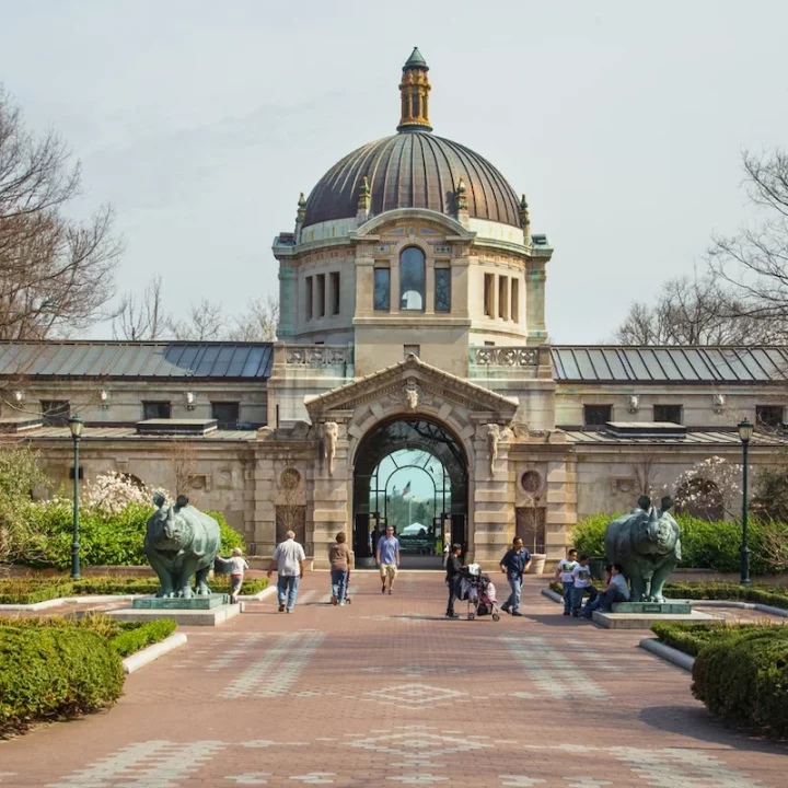 Historic main building in the Bronx Zoo.