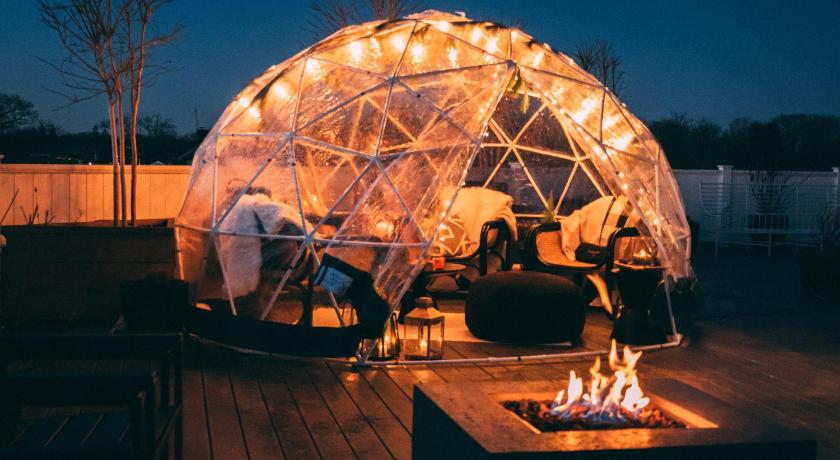 Cozy outdoor igloo at the Menhaden Hotel. 