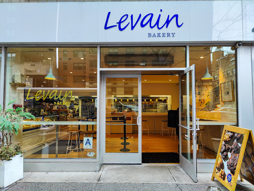 Exterior of Levain Bakery on the Upper East Side. 