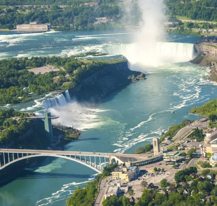 Aerial view of Niagara Falls during a helicopter tour