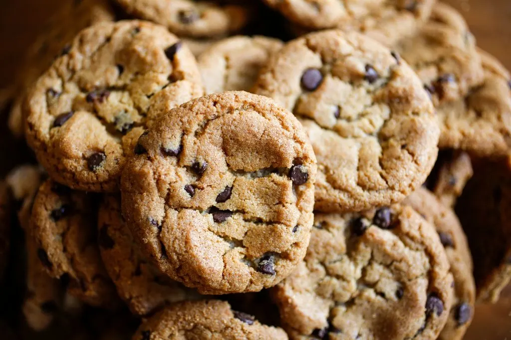 Giant pile of chocolate chips cookies that are some of the best cookies in YC. 