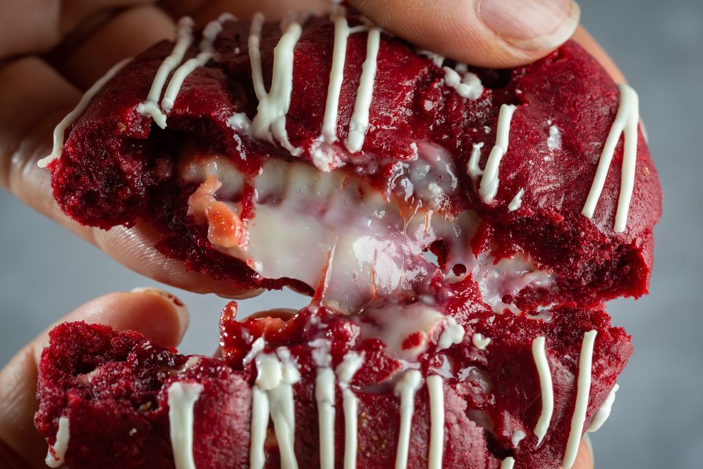 Gooey interior of red velvet cookies and one of the best cookies NYC has to offer. 