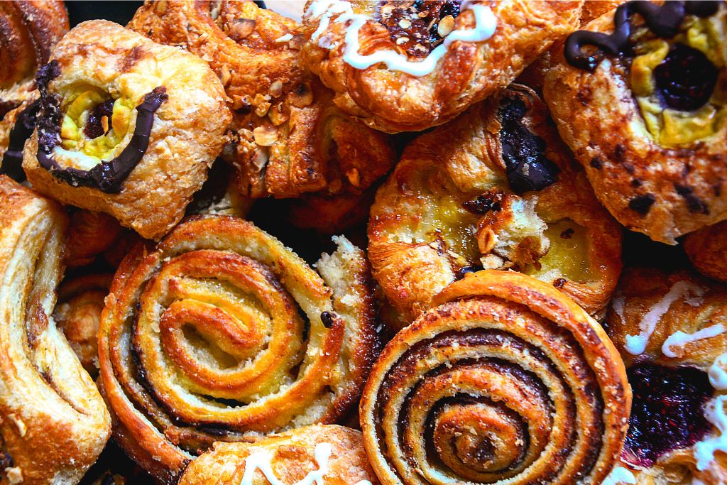 Assortment of fresh danish pastries