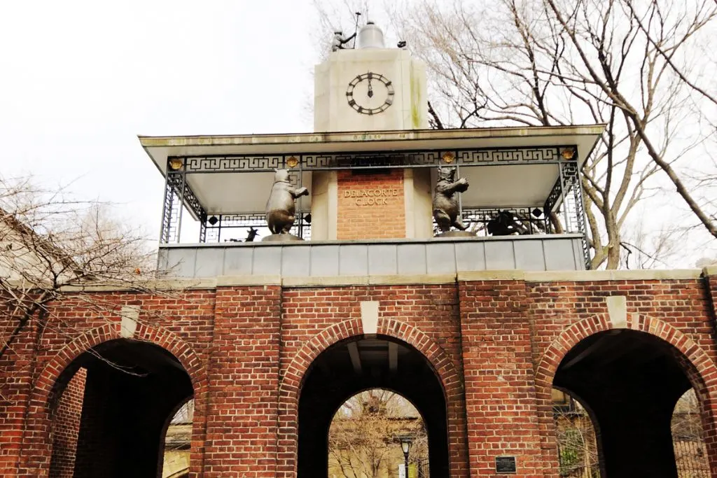 View of the Delacorte Musical Clock in Central park. 