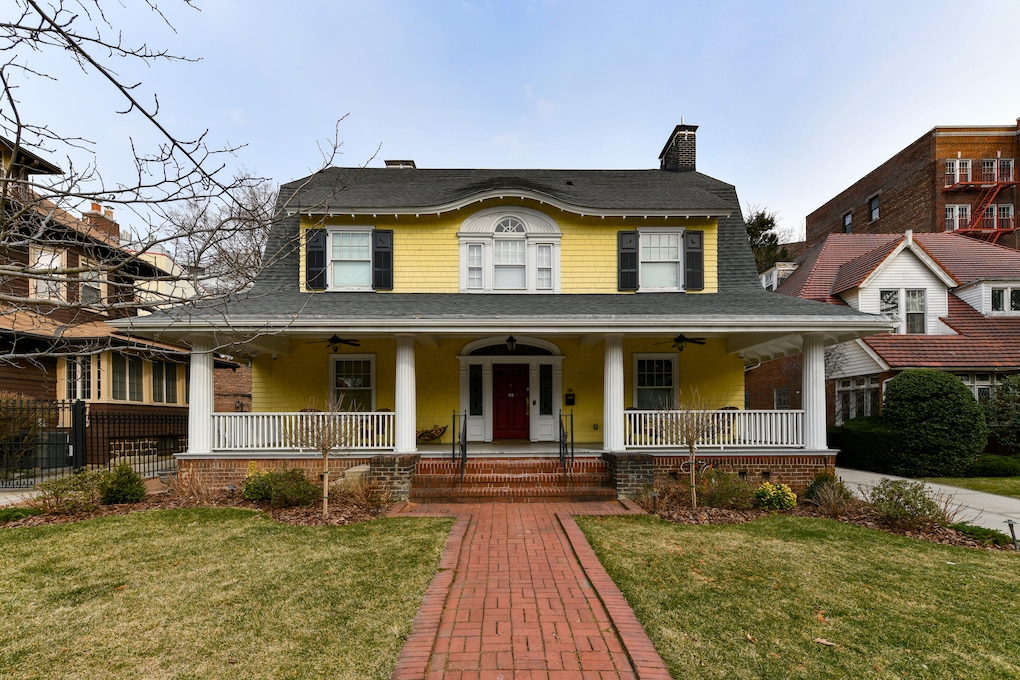 Yellow Victorian mansion in Flatbush Brooklyn. 