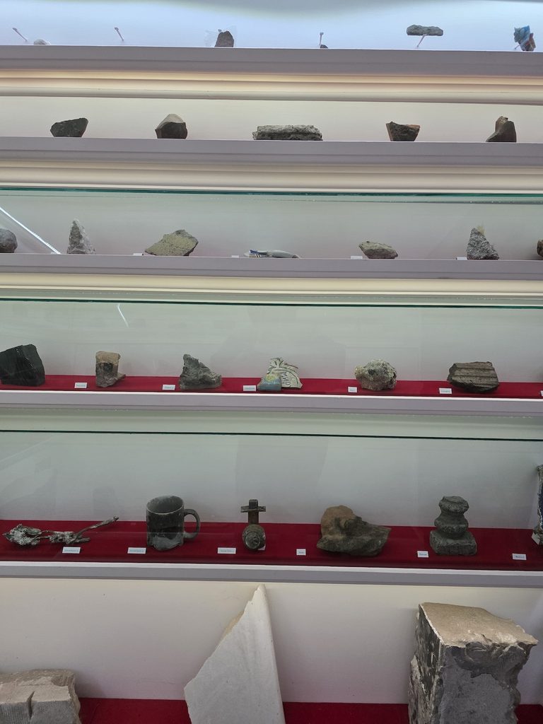 View of old pieces if buildings on display inside Mmuseumm in NYC.