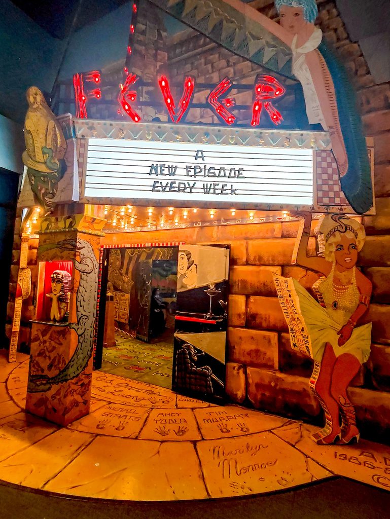 View of a vintage theatre sign inside the Museum of the Moving Image.