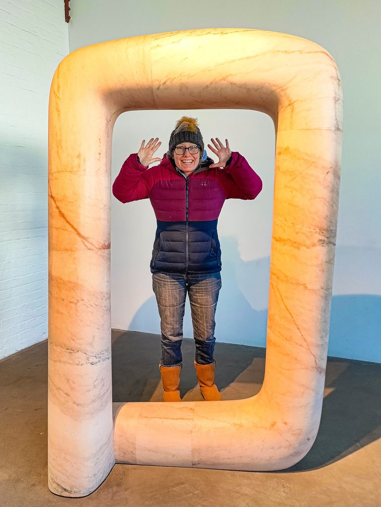 View of me hanging out with the many sculptures inside the Noguchi Museum.