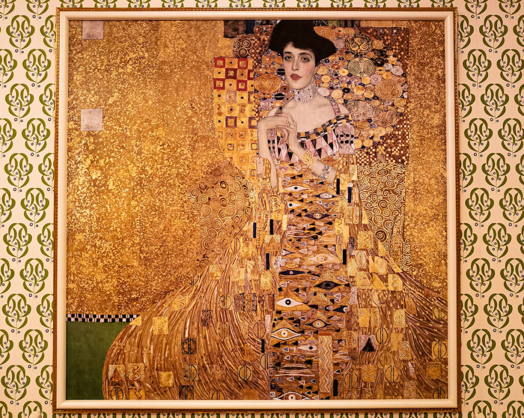 View of a replica of the Lady of Gold inside the Neue Gallerie.
