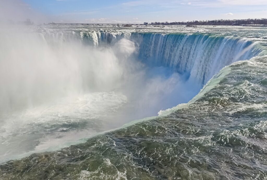 Close up view of Niagara Falls.