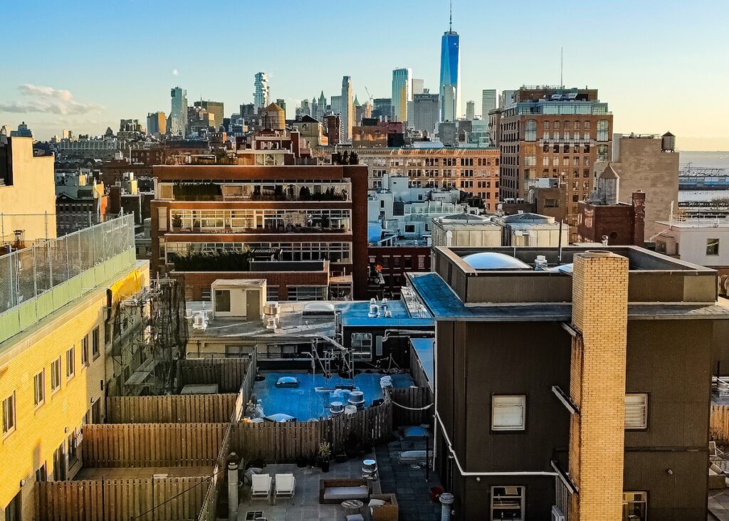 A view of New York City from the top of the Whitney Museum in NYC. This is one of the best things to do for spring break in NYC.